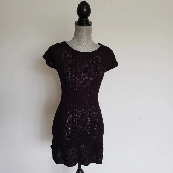 L.E.I. Sweater Dress Black Pull Over Round Medium - Picture 1 of 8